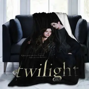Twilight themed printed flannel blanket, universal for all seasons, soft and comfortable, suitable for bedroom, living room, office, travel use