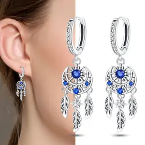 S925 Sterling Silver Original Jewelry Dream Catcher Earrings Women's Fashion Jewelry Suitable for Daily Parties, Parties, Weddings, Wear DIY Holiday Birthday Gifts