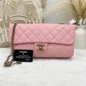 Pre-owned CHANEL Limited Edition Classic Flap (CF) Baguette Bag – Gold Coin Pink with Gold Hardware
