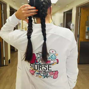 White Scrub Jacket w/cute nursing supplies