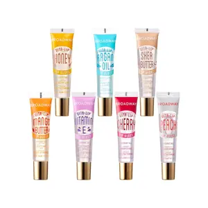 Ruby Kisses Broadway Vita-Lip Clear Lip Gloss (7 Pack) Ultra-Hydrating & Soothing Formula with Vitamins, High-Shine Non-Sticky Finish Lip Balm with Honey, Argan Oil, Shea, Mango Butter, Cherry, Peach