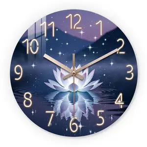 Dreamy Starry Lotus Wooden Wall Clock, Silent 10-24 Inch Battery Operated, Perfect for Living Room Bedroom Study, Mother's Day Easter April Fools'