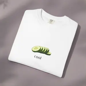 Minimalist Cucumber “Cool” T-Shirt | Funny Aesthetic Tee | Soft Garment-Dyed Cotton | Cozy Streetwear Shirt