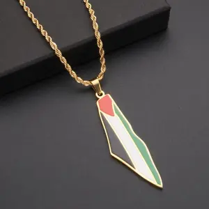 2025 New Israel and Palestine Map Pendant Necklace Stainless Steel Fashion Personalized Pendant