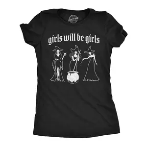 Womens Funny T Shirts Witch Girls Will Be Girls Sarcastic Halloween Witch Graphic Tee for Ladies Funny Womens T Shirts Cute Vintage Fashion Casual Ladies T-Shirt Gift Halloween Tops for Women Funny Sarcastic Black -