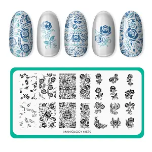 Gzhel Roses (M674) - Nail Stamping Plate