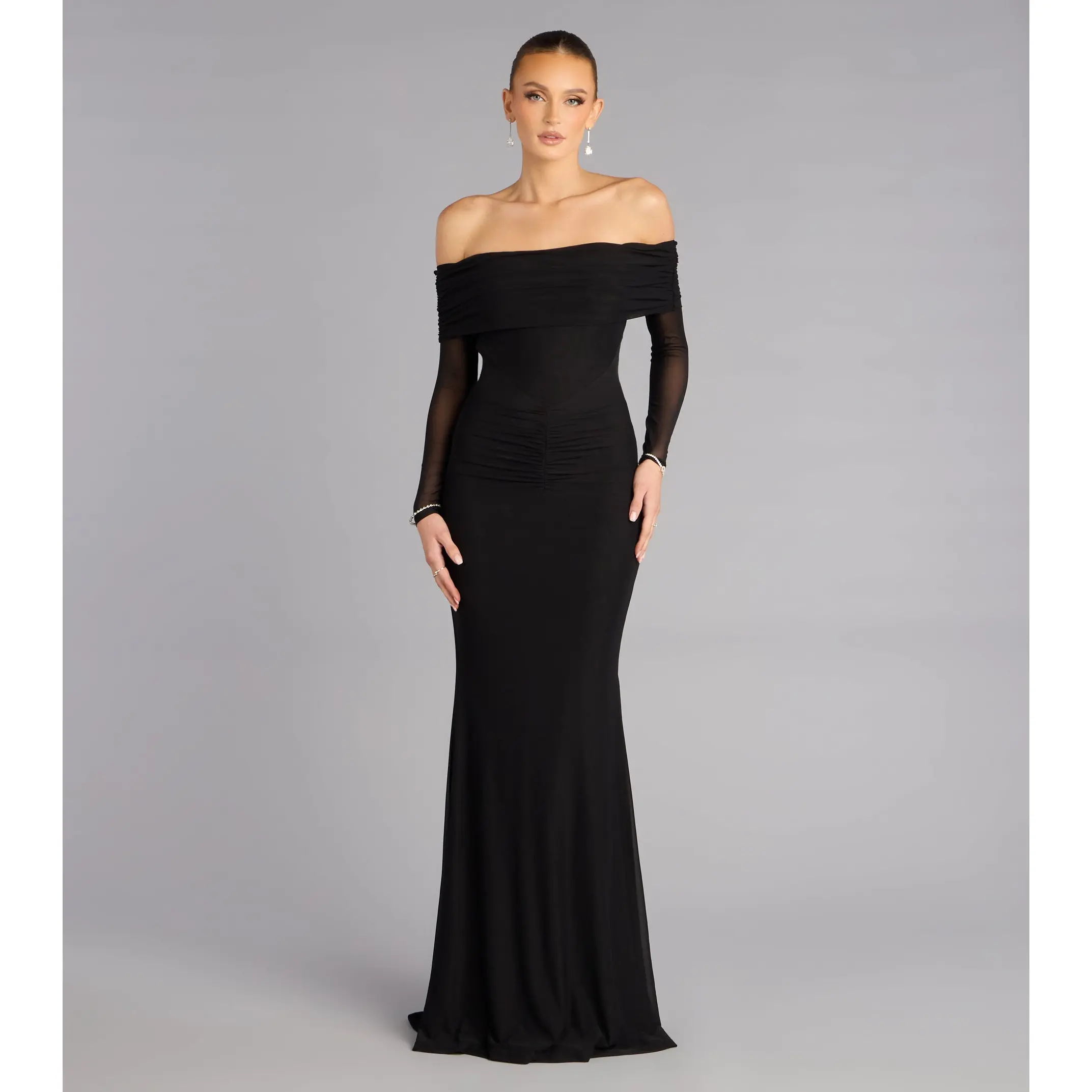 Cara Mesh Off-Shoulder Mermaid Formal Dress