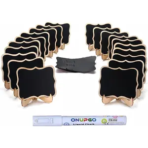 Mini Chalkboard Signs 20 Pack Small Chalkboard Labels Table Signs with Easel Stand Wooden Blackboards for Wedding Decor Party Buffet Display Place Cards Food Labels