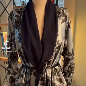 Silver navy floral robe