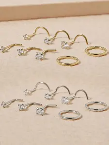 Stainless Steel Hinge Nose Ring, L-Shaped Zirconia Stud, 20g Nose Piercing Jewelry, Unisex Body Accessories, All Occasions