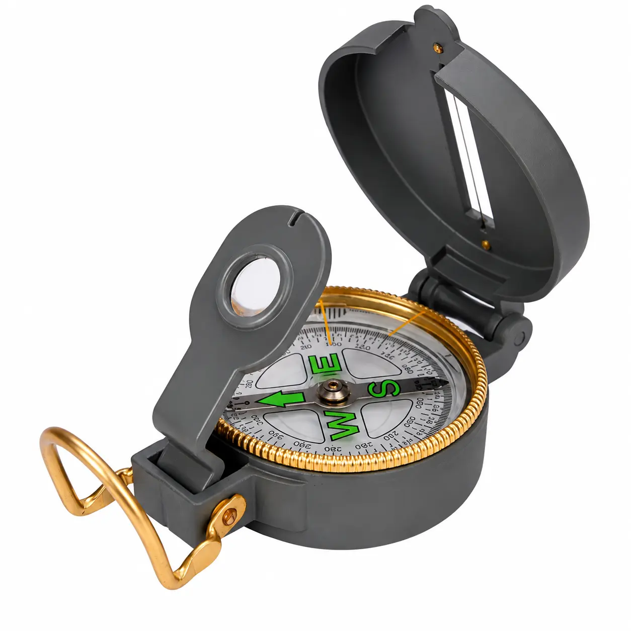 AceCamp Folding Metal Compass, Liquid-Filled Portable Compass with Magnifying Glass & Hairline Guide Wire, Foldable Navigation Compass for Hiking, Camping & Backpacking