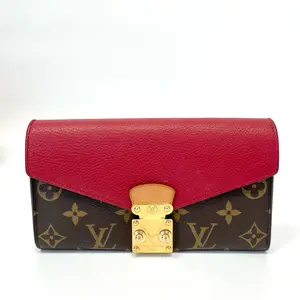 Pre-owned Louis Vuitton Pallas Monogram Coated Canvas + Grained Calfskin Leather, Cherry Red, Base Length 19, N22060554, No Accessories