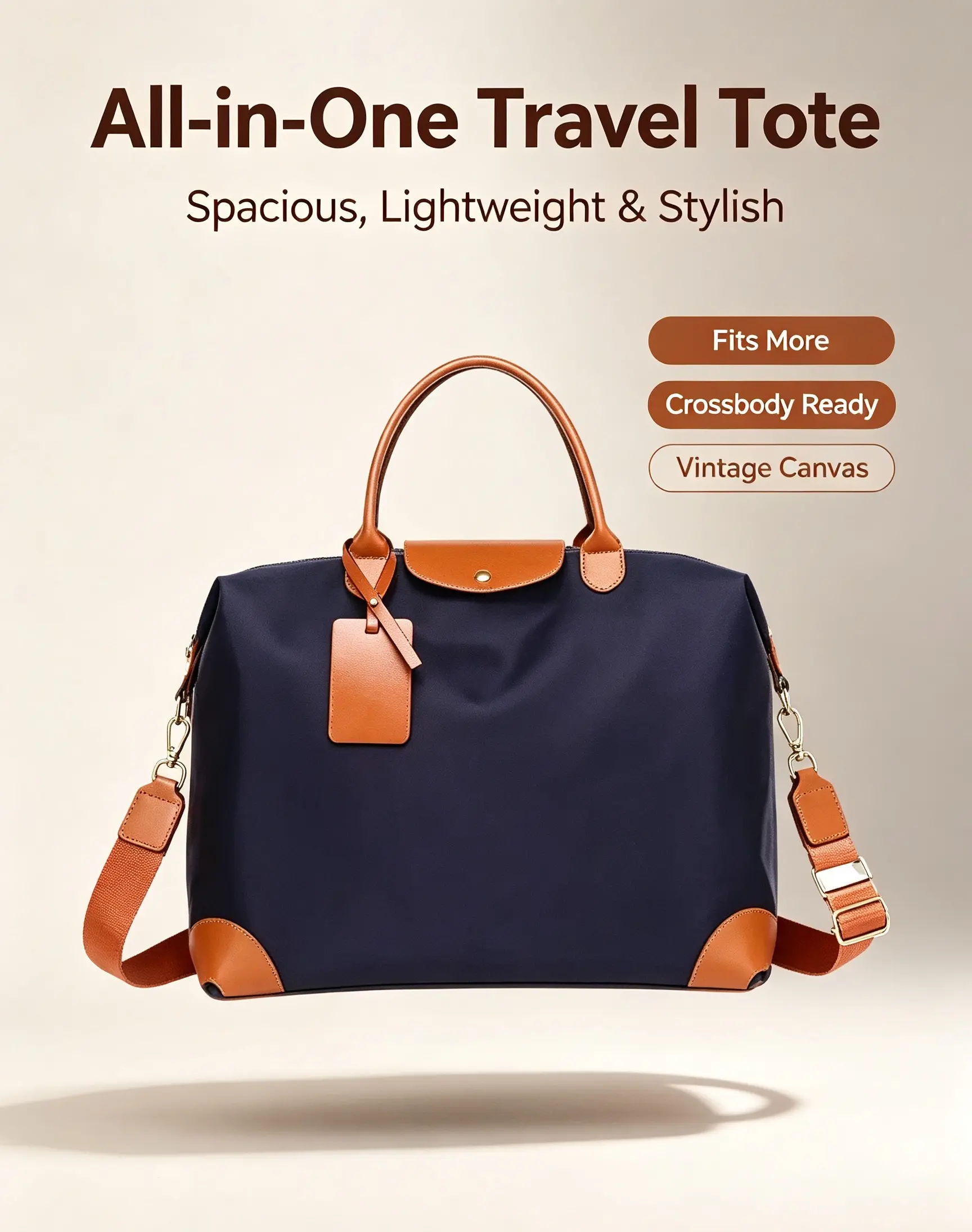 Women's Casual Sleek Plain Oxford Zip Travel Bag - Large-Capacity, Multi-Functional, Waterproof Duffel for Work, Gym Luggage Accessory