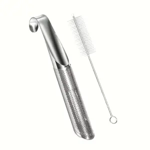 Long Handle Tea Infuser, Stainless Steel Loose Leaf Teapot Filter, Reusable Single Cup Tea Strainer, Tea Making Tools with Stainless Steel Brush