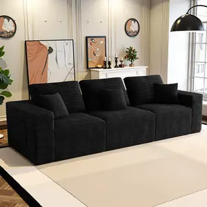 【3 Packages shipping】106 inch 3-Seater Modular Boneless Sectional couch with Deep Seat Memory Foam Cloud Chair with Pillows Oversized Sectional Sofa for Living Room Bedroom apartment,Corduroy fabric,NoAssembly Required
