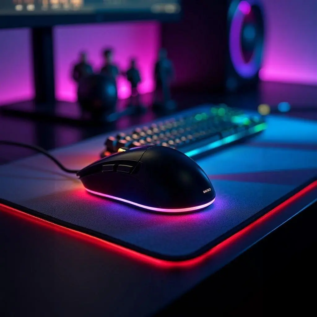 RGB-Lit Gaming Mousepad - Extended Computer Desk Mat with Dynamic LED Lighting Effects, Non-Slip Base for Gaming & PC Use