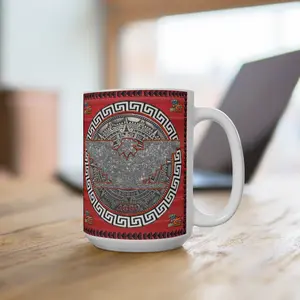 15 oz Aztec Huelga Bird Collab Design Cultural Heritage Mug - 15oz Ceramic Coffee Cup, Unique Gift for History Lovers, Home Decor, Collectibles, and Celebrations