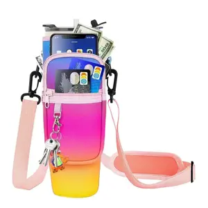 40 Oz Water Bottle Sleeve with Phone Pocket, Stylish Insulated Drink Holder Ideal for Coffee Lovers, Adjustable Shoulder Strap and Eco-Friendly Design, Drink Protectors