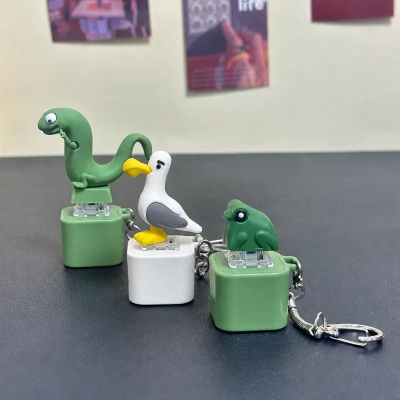 Duck Quacking,Frog Croaking,Seagull ,Lizard Keychain-Realistic Sounds LED Lights Fidget Toy for Stress Relief Focus Kids Adults Portable Sensory Item