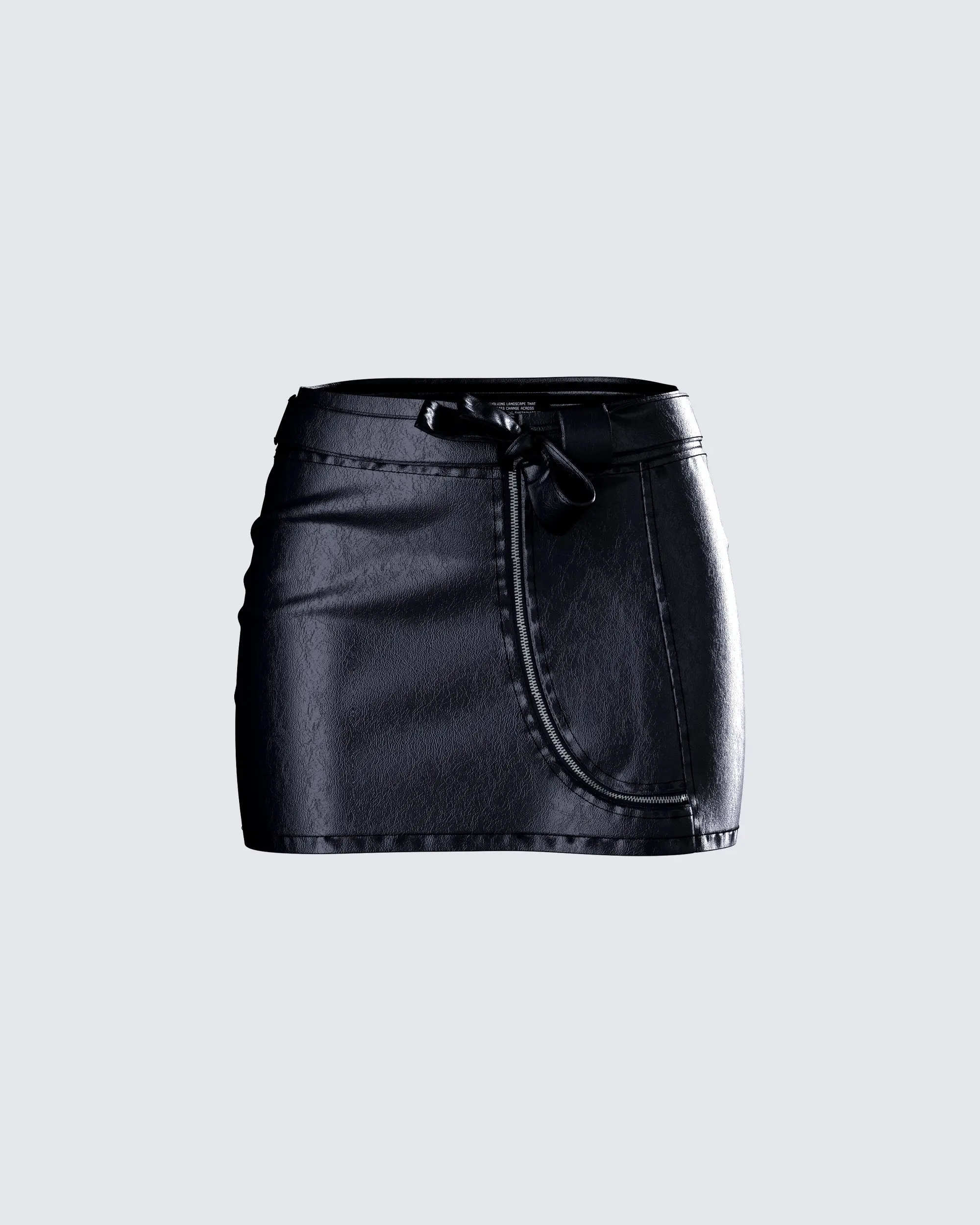 Women's Fitted Darah Black Leather Micro Mini Skirt - Zipper-Accented Bottom