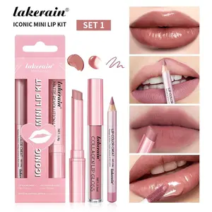 Long-lasting Lip Kit, 3 Counts/set Lip Liner & Lipstick & Glossy Lip Gloss, Lip Tint Set, Travel-friendly Makeup Kit, Perfect Lip Makeup Tools for Beginners, Cosmetic Long Lasting Lipgloss, Liquid Lipstick, Matte Liquid Lipstick