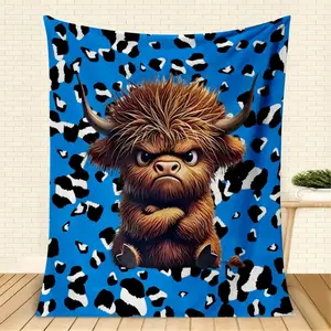 1PC Cute Highland cow Blanket Funny Cow pattern For Boys Girls Anniversary Birthday Gifts Festival Gifts Blankets all season use.Thin Blanket Dream Workshop