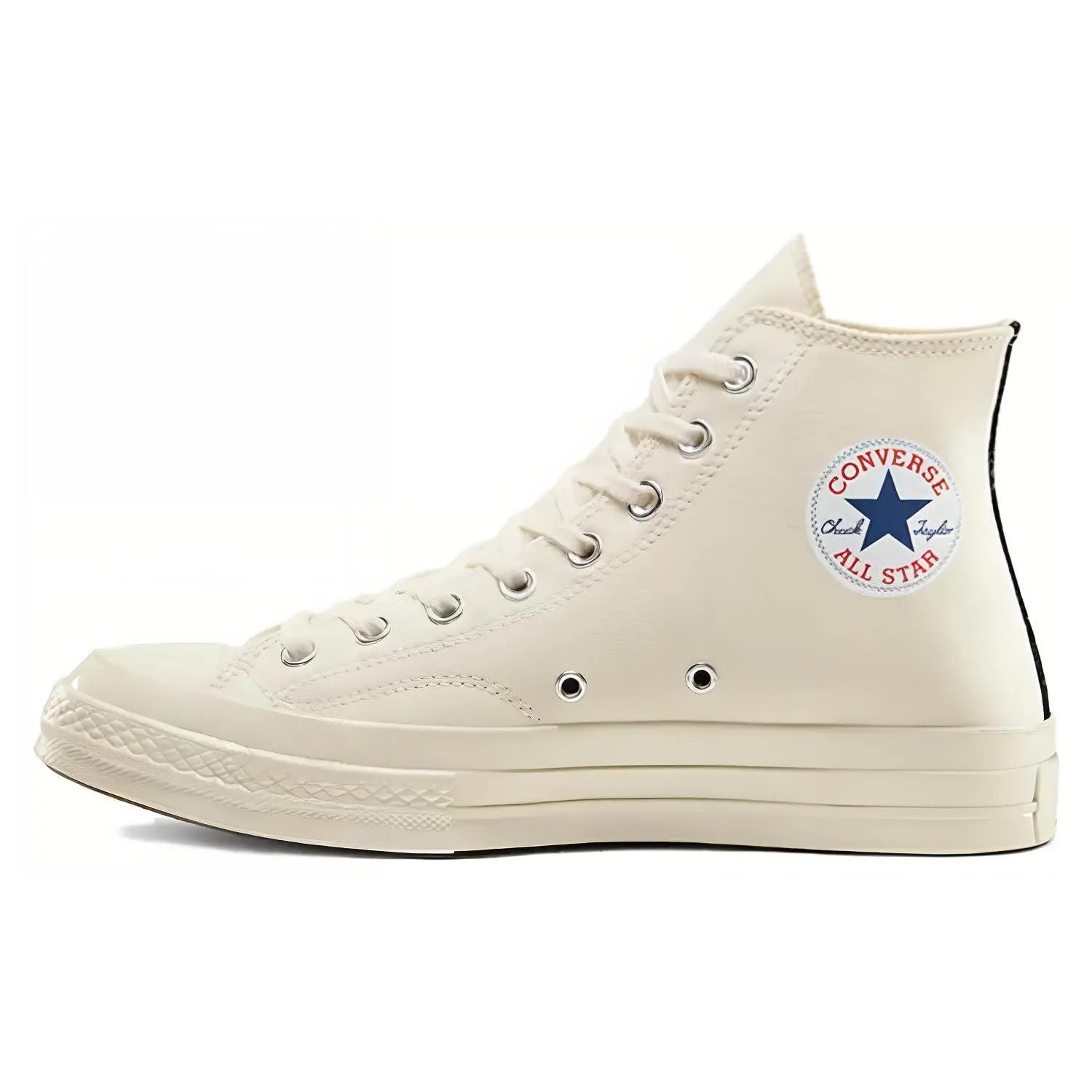 Comme des Garçons Play x Chuck 70 High Top Unisex Cream Casual Trainers, 2023 Collaboration Sports Sneaker, Heart Logo