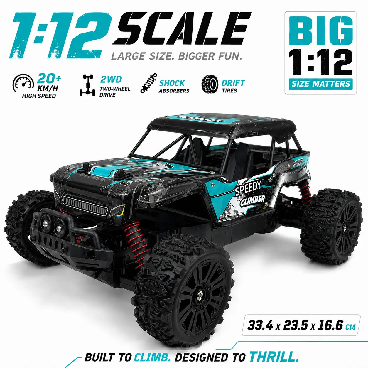 1:12 Scale RC Off Road Car, DIY Assembly High Speed Remote Control Vehicle, All Terrain Racing Toy for Kids and Adults