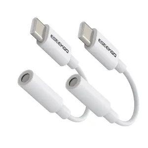 USB Type C/Lightning to 3.5mm Female Headphone Jack Adapter, USB C to Aux Audio Dongle Cable Cord for iPhone 17 16 15 14 13 12 Samsung Galaxy S25 S24 S23 S22 Google Pixel 11 10 9 8 Headset Laptop Speakers