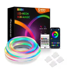Festive Home & Garden Decor, RGB-Ic Neon Light Strip, Music Rhythm LED Lights, Flexible Neon Marquee, TV Backlight, Bluetooth-compatible APP Control, Led Lights Strips