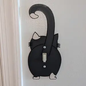 Charming Black Cat Light Switch Cover - Easy to Install, No Batteries Required, Perfect Home Decoration and Christmas Wall Decoration.