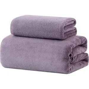 Soft bath towel.Gift, 2 Piece Quick-Dry Microfiber Towels Sets for Bathroom, 1 Bath Towel and 1 Hand Towel, Super Soft, Highly Absorbent, Fade Resistant, Pool Gym Towels Set-Lavender Purple soft bath towel