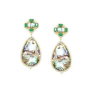925 Sterling Silver Abalone Shell Drop Earrings