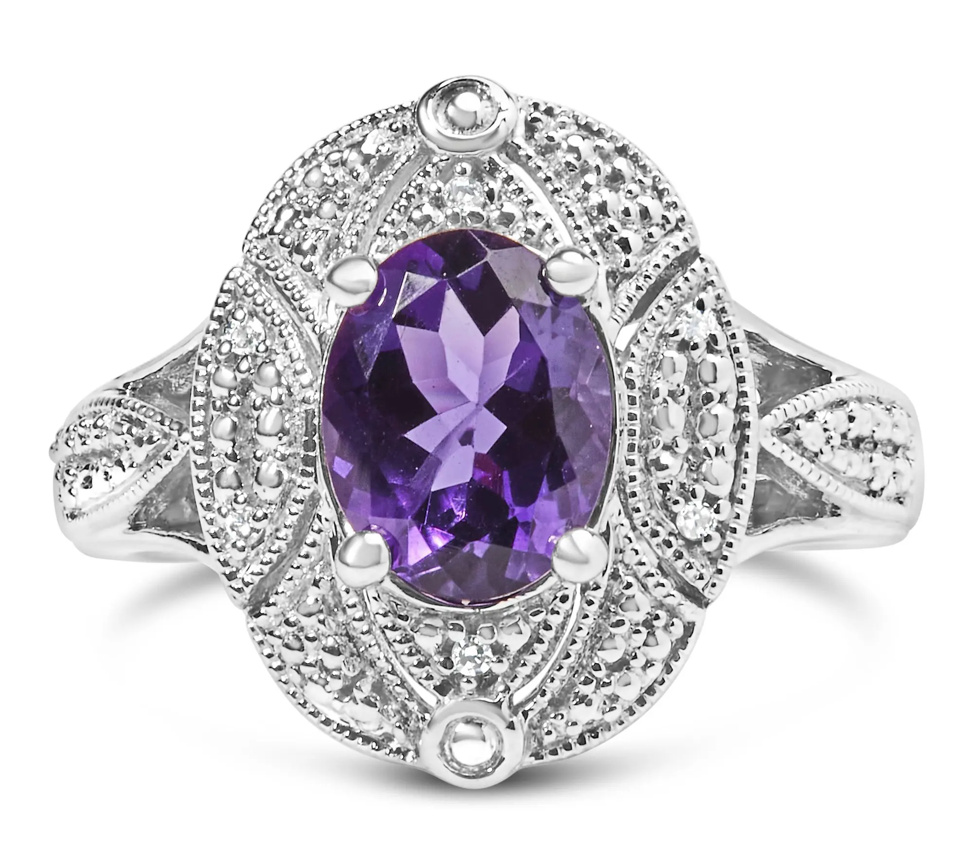 Haus of Brillia nce Amethyst & Diamond Cocktai l Ring, Sterlin