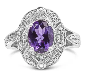 Haus of Brillia nce Amethyst & Diamond Cocktai l Ring, Sterlin