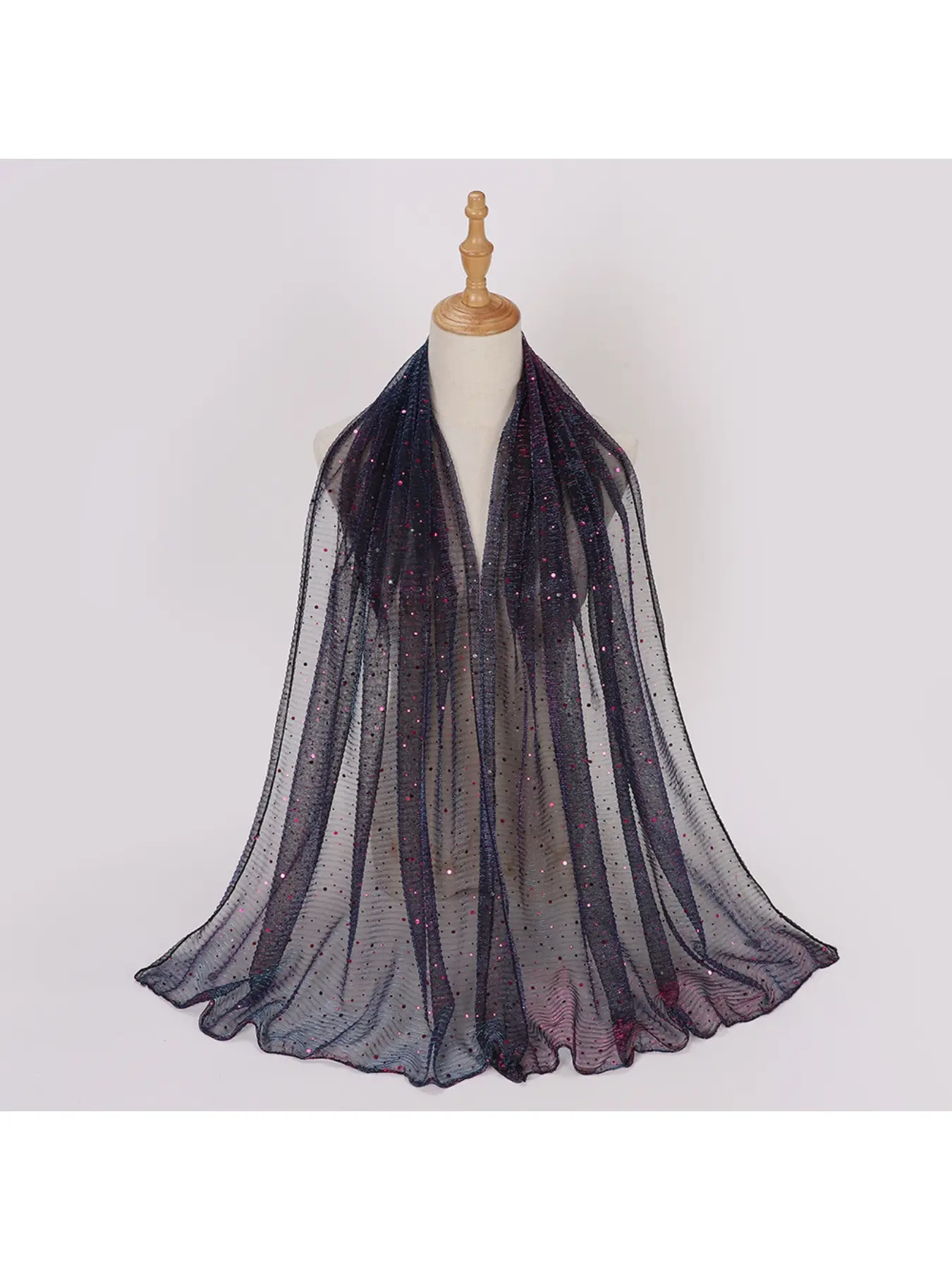 New style headscarf with European and American style sequins, fashionable pleated silk scarf, decorative headpiece, hijab, autumn shawl scarf, Polyester Scarf, Fashion Shawl Wrap