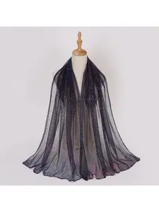 New style headscarf with European and American style sequins, fashionable pleated silk scarf, decorative headpiece, hijab, autumn shawl scarf, Fashion Shawl Wrap