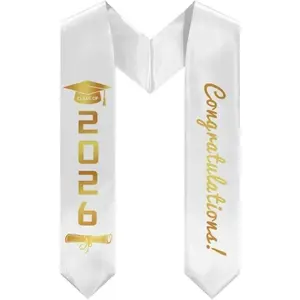Unisex Black Gold All-Over Print Graduation Stole,WHIMCHOIT, 4.5x62 in Lightweight Polyester Sash with Tassel High-Quality Comfortable Summer Ceremony Accessory Graduation Gifts summervibes