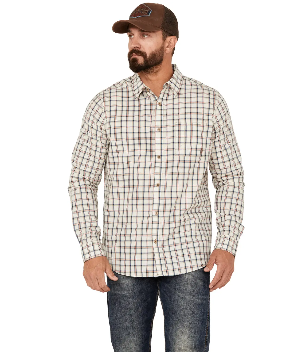 Brothers And Sons Men's Men'S Plaid Long Sleeve Button-Down Western Shirt - Basfa23w93-Tan