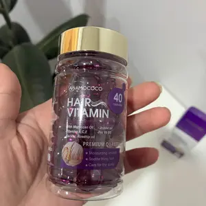 Hair Vitamin Capsules Infused with Violet Vitamins & Argan Oil for Color-Treated & Permed Hair Smooths Frizz Restores Silkiness & Shine 40 Capsules.【Spend $14, Get 1 Free Purple Hair Mask (30ml) + 1 Free Turmeric Scrub (100g)】
