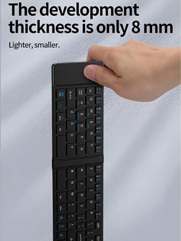 Foldable Tri-Mode Wireless Keyboard and Mouse Combo, Full-Size Silent Keyboard with Bluetooth/2.4G/Wired Connection, Rechargeable and Portable Design for Laptop, Tablet, Desktop, Boyfriend Gift