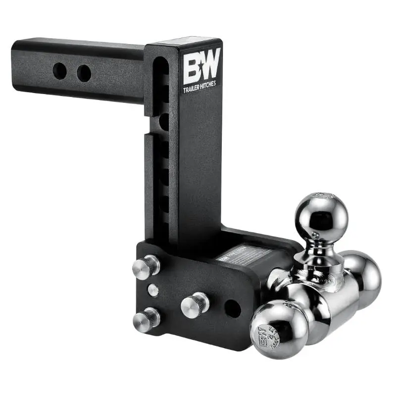 B&W Trailer Hitches Tow & Stow Adjustable Trailer Hitch Ball Mount Fits 2" Receiver | Tri-Ball (1-7/8", 2", & 2-5/16") | 7" Drop | 10,000 GTW | TS10049B
