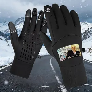 Cartoon Print Unisex Bubble Love Gloves - Winter Warm Couple Style, Ultra-Soft Touch, Windproof for Outdoor Sports & Cycling, Trendy Cute Design for Men & Women