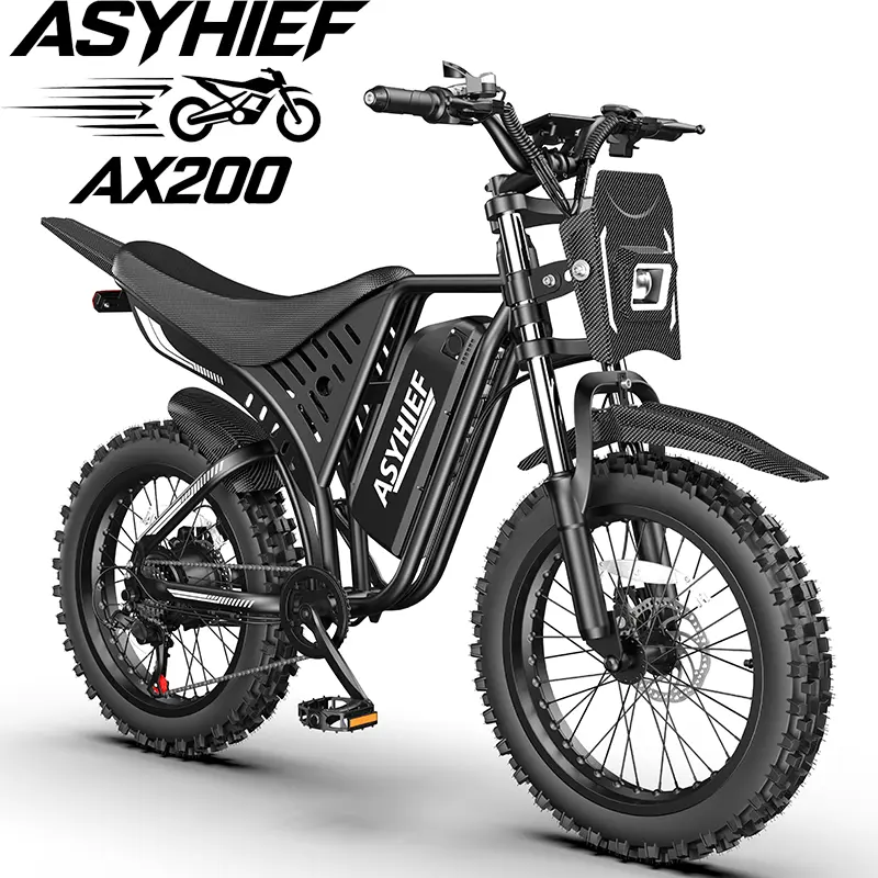 ASYHIEF AX200 for Adults Powerful Off-Road E-Bike , 3500W Peak 35MPH Max Speed, 48V 15.6AH UL2849 Battery 120Miles PAS Range, 17" All-Terrain Tires, Full Suspension Dual Disc Brake 7-Speed Electric Bicycle for Snow Beach Mountain Desert Travel