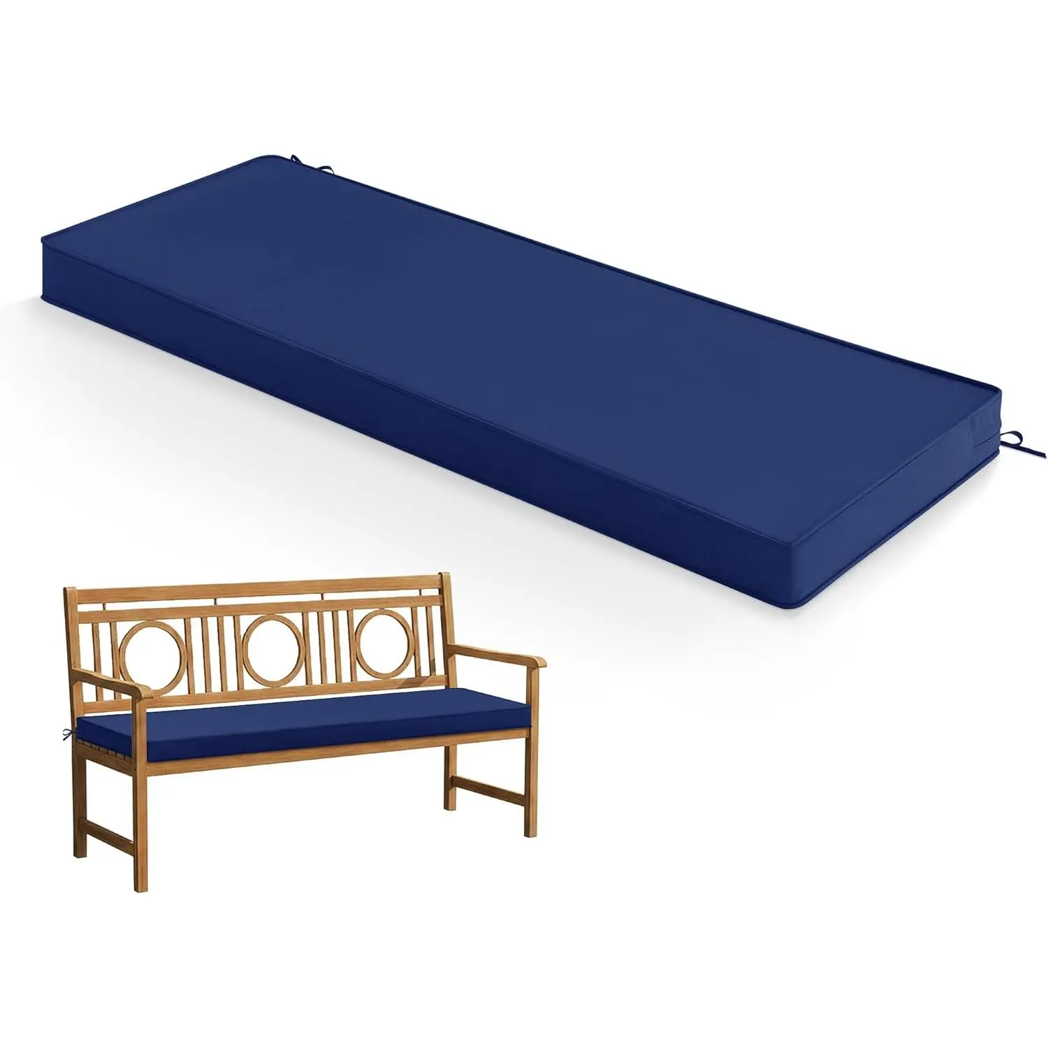 Outdoor Bench Cushion Waterproof and Fade-Resistant Patio Backrest Cushion High-Density Sponge Cushion with Removable Cover
