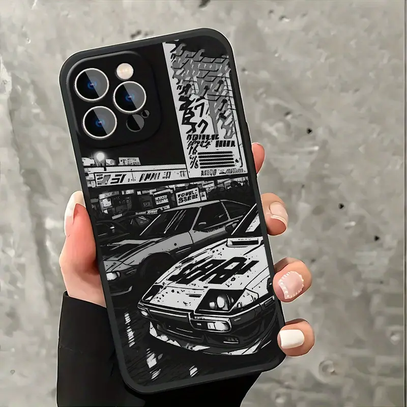 Racing Car Pattern Rugged Silicone Cellphone Case - Strapless, Customized, Shockproof, Durable, Protective Cover for iPhone 16,15,14 Pro Max,13,12,11,XR,XS Plus - Casing, Smartphone Accessory, Gift for Men
