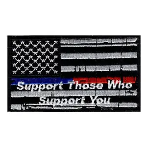 Support Who Those Support You Thin Blue Red Line USA Flag Police Hook Patch