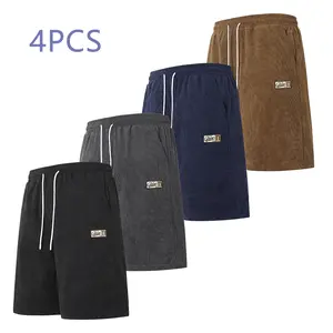 4 pieces set, men's drawstring shorts, beach shorts, Menswear,sports casual pants, trousers, plus size men's clothing. Suitable for running and fitness. 100% polyester fiber Menswear