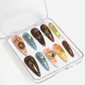 BadGyal | Baby Cupid Handmade Press on Nails Reusable Salon Quality with Elegant Floral and Gold Accents Versatile Use