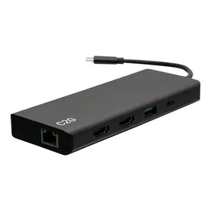 C2G C2G54488 4K USB C Dual Monitor Dock - HDMI, Ethernet, USB - 3.5 mm & 60W Power - Black